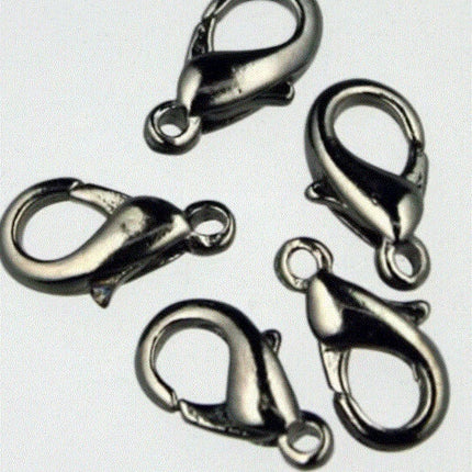 12mm Brass Lobster Claw Clasp - Antique Brass/Copper/Rhodim/Gunmetal/Silver/Gold/Black Plated on Brass - LOB12-B