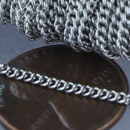 10/32/50/100/300 Feet with FREE Jumpring (100 pcs) of Curb Chain - Micro Dainty Tiny Small Curb Chain - 1.6mm Soldered Link - 1.45S