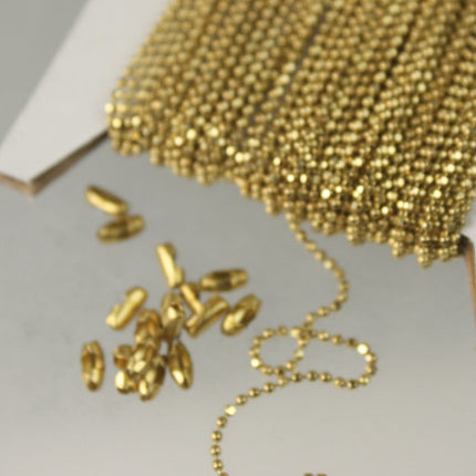 raw Brass Ball Chain Bulk, 32 ft. spool of FACET micro ball chain - 1.2mm ball