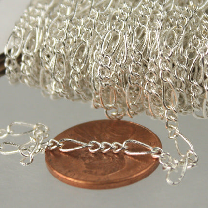 Sterling Silver Plated Figaro Chain Bulk Chain, 100 Ft Spool of Sturdy SOLDERED figaro chain - 2.9mm -   Wholesale DIY Chain - 2.9FIGARO