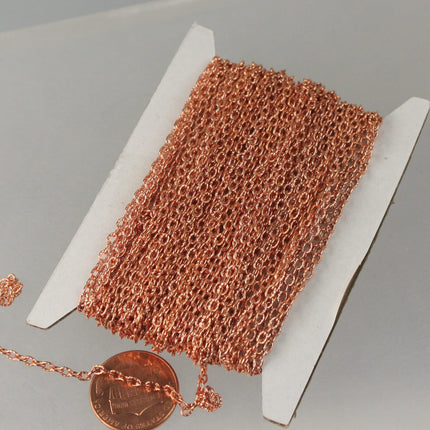 Copper Texture Chain Bulk, 50 ft. of Flat Texture Oval Chunky Cable Chain - 3x2mm Unsoldered - Necklace Bracelet Chain