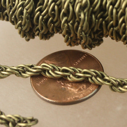 NEW 10 ft of Antique Brass Plated BIG Heavy Fashion Rope Chain - 3.5mm Thickness - 35ROPE