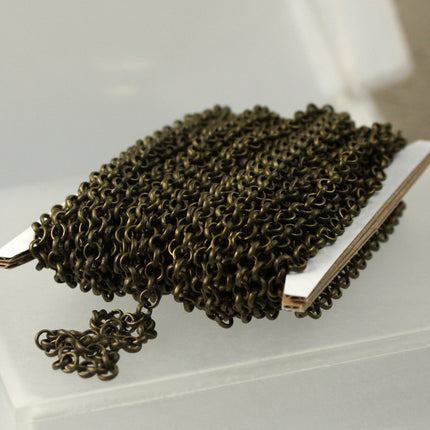 Antique Brass Rolo Chain bulk Chain, 32 ft of Rolo Bronze Cable Chain 4.7mm - Unsoldered Links - Necklace Bracelet Wholesale Bulk Jewelry