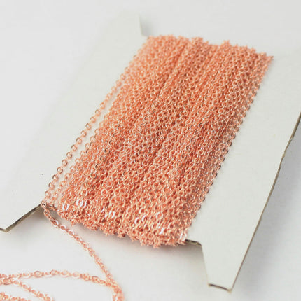 Anti-Tarnish Coated Sample 3 feet Copper Chain - 2.4x1.7mm SOLDER Chain - Bright Copper little Oval Flat Soldered Cable Chain - ATC24217