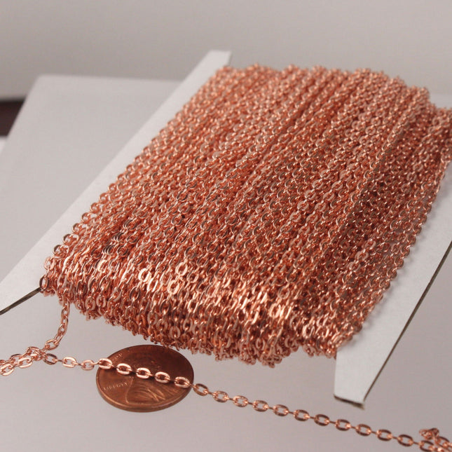 NEW Sale 50ft. of Bright Copper Plated Flat Cable Chains - 3x2.2mm unsoldered