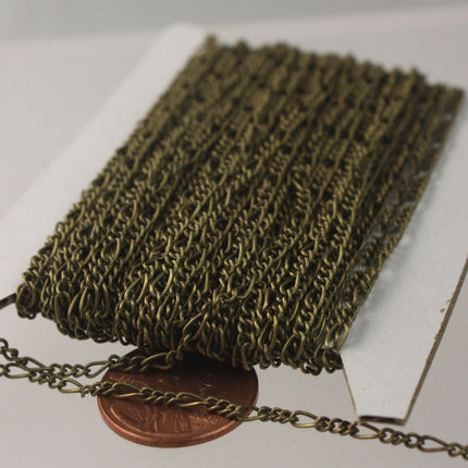 32 feet Antique Brass Figaro Chain of Antique Bronze SOLDERED Chain Sturdy figaro chain 2x4.5mm - Necklace Bracelet Wholesale bulk chain