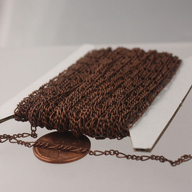 10 feet Antique Copper FIGARO Chain Bulk Chain - 2x4.5mm SOLDER Link, Sturdy figaro chain - Necklace  Wholesale Chain - 245FIGARO