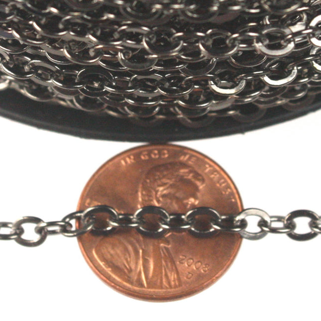 10 ft of Gunmetal Large BIG Flat Cable Chain - 4X3.5mm SOLDERED link - 435F