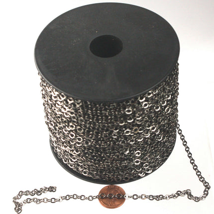 10 ft of Gunmetal Large BIG Flat Cable Chain - 4X3.5mm SOLDERED link - 435F