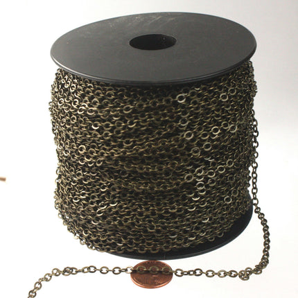 50 ft of Antique Brass Large BIG Flat Cable Chain - 4X3.5mm SOLDERED link - 435F