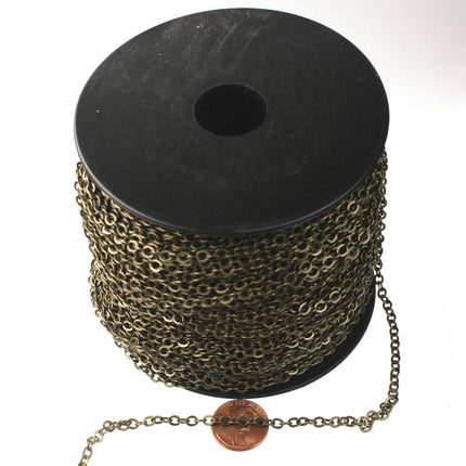 50 ft of Antique Brass Large BIG Flat Cable Chain - 4X3.5mm SOLDERED link - 435F
