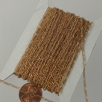 Raw Brass (Copper Color) Figaro Chain Bulk, 100 feet of SOLDERED Chain FACET Sturdy figaro chain 1.8mm - Necklace   DIY Chain - 1.8FIGARO
