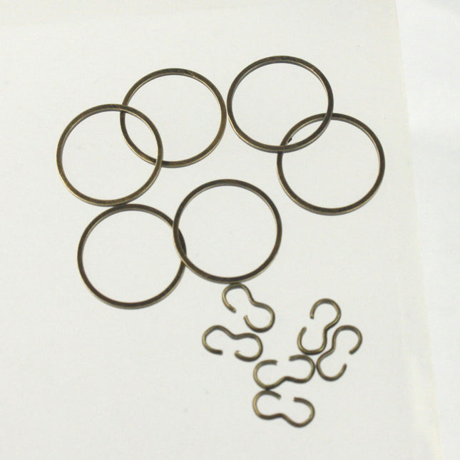 50 pcs of Antique Brass Plated Brass Soldered Ring - 15 mm 18G