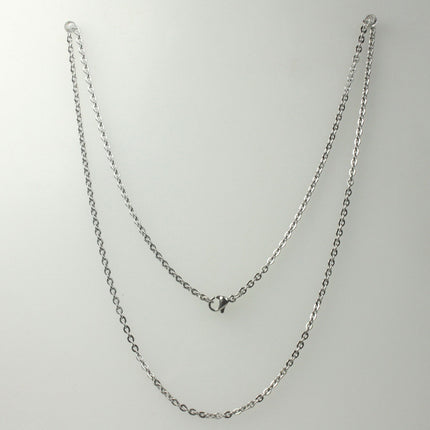 Ready to Wear Stainless Steel FLAT Cable Chain Necklace - 3x2mm - 0.6mm - 16/18/20/24 inch - with High Quality Lobster Clasp - STNECT06