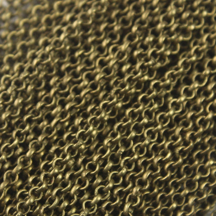 Sample 3 feet Antique Brass Rolo 2.0mm Chain SOLDERED Rollo Chain - 2.0mm 2mm Soldered Links -  Wholesale Bulk - 2.0BL
