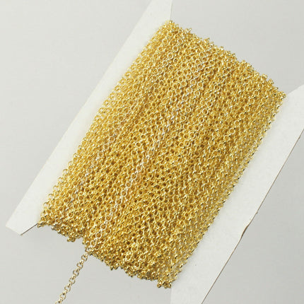10 feet Gold Plated Rolo Chain bulk - 2.0mm 2mm SOLDER Link - Gold Plated SOLDERED Rolo Chain -  Wholesale Bulk Jewelry - 2.0BL