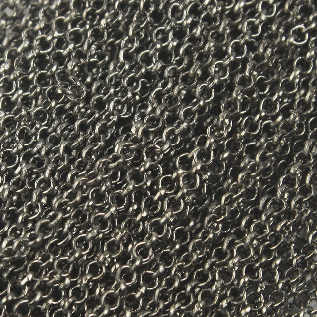 Gunmetal ROLO Chain bulk, 100 ft of SOLDERED Rolo Chain - 2.0mm 2mm Soldered Links -  Wholesale Bulk - 2.0BL