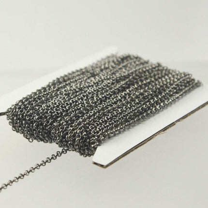 Gunmetal ROLO Chain bulk, 32 ft of SOLDERED Rolo Chain - 2.0mm 2mm Soldered Links - Necklace Bracelet Wholesale Bulk - 2.0BL