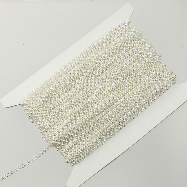 Sterling Silver Plated ROLO Chain bulk, 32 ft of SOLDERED Rolo Chain - 2.0mm 2mm Soldered Links - Necklace Bracelet - 2.0BL