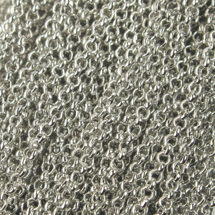 Rhodium Plated Rolo Chain Bulk, 10 ft of Antique Silver SOLDERED Rolo Chain - 2.0mm 2mm Soldered - Necklace Wholesale Bulk - 2.0BL