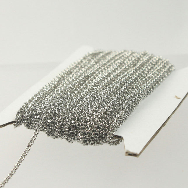 Rhodium Plated Rolo Chain Bulk, 32 ft of Antique Silver SOLDERED Rolo Chain - 2.0mm 2mm Soldered - Necklace Wholesale Bulk - 2.0BL