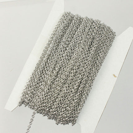 Rhodium Plated Rolo Chain Bulk, 32 ft of Antique Silver SOLDERED Rolo Chain - 2.0mm 2mm Soldered - Necklace Wholesale Bulk - 2.0BL