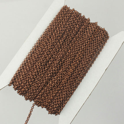 100 feet Antique Copper Rolo Chain SOLDERED Rolo Chain - 2.0mm 2mm Soldered Links bulk chain - 2.0BL
