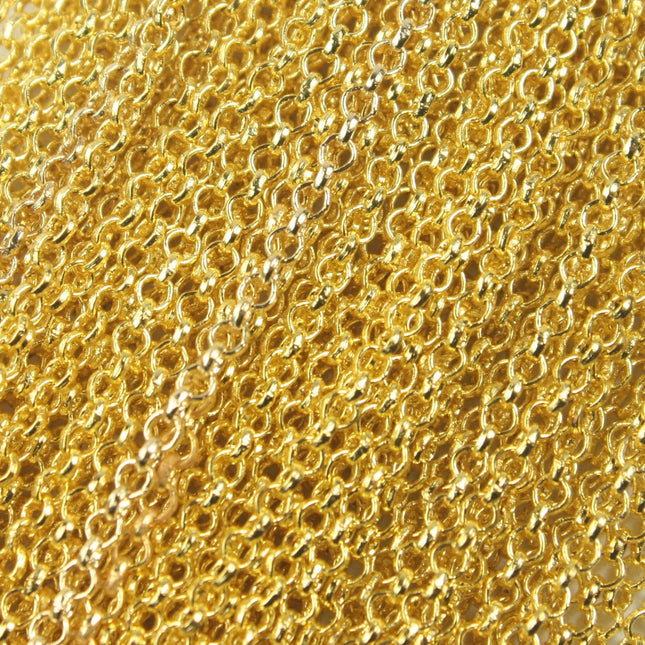 32 feet Gold Plated Rolo Chain SOLDERED Rolo Chain - 2.0mm 2mm Soldered Links -  Wholesale Bulk Jewelry  - 2.0BL