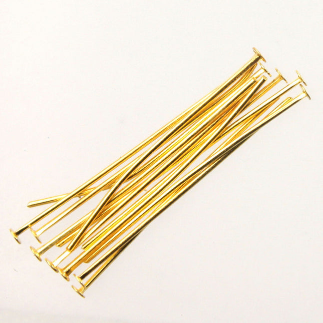 300 pcs of Gold Plated Flat headpin - 1 inch 26mm 22Gauge