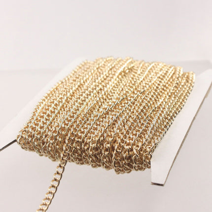 32 feet Champagne Gold Plated Curb Chain / Pinky Gold Plated Curb BIG Chunky Sturdy Curb Chain - 3.6mm width 1.0mm Wire - 36CURB