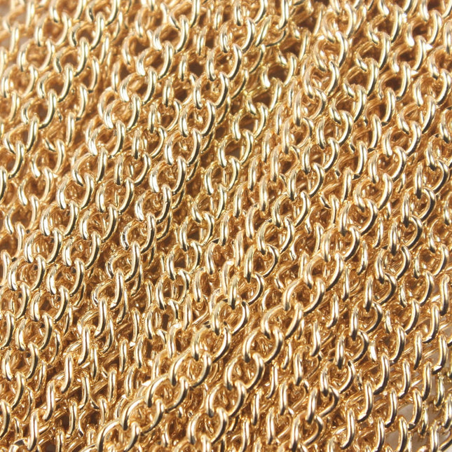 32 feet Champagne Gold Plated Curb Chain / Pinky Gold Plated Curb BIG Chunky Sturdy Curb Chain - 3.6mm width 1.0mm Wire - 36CURB