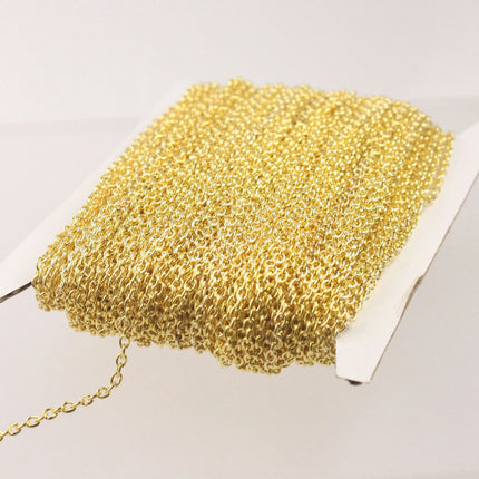 Gold Plated Cable Chain Bulk, 50 ft of Round Cable Chain 3x2.2mm 0.6mm wire - Unsoldered - Necklace DIY - 322CA