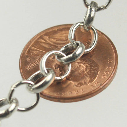 Rhodium Plated Rolo Chain bulk, 32 ft of Antique Silver Chunky Rolo Cable Chain 6.2mm - Unsoldered Links - Necklace Bracelet Wholesale Bulk