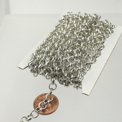 Rhodium Plated Rolo Chain bulk, 32 ft of Antique Silver Chunky Rolo Cable Chain 6.2mm - Unsoldered Links - Necklace Bracelet Wholesale Bulk