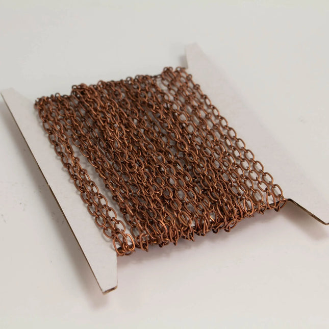 Antique Copper Chain bulk Chain, 32 ft spool of (1 and 1) Long and Short Chain SOLDERED Chain t- 6x3mm 4x3mm Soldered 3429LS11
