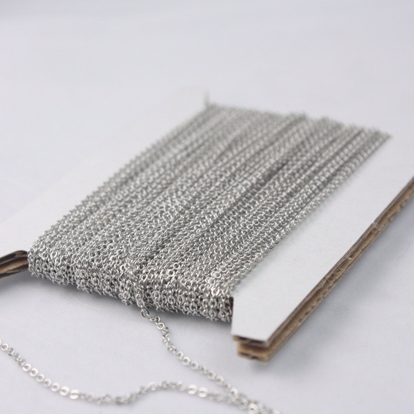 Rhodium Plated Bulk Chain, 10 ft of Tiny Flat Soldered Necklace Wholesale Cable Chain - 2mm 2x1.4mm - Free Adequate Jumpring 10pcs - C214F
