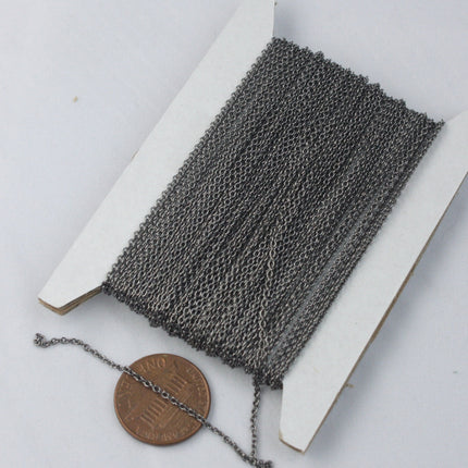 Gunmetal Chain Bulk Chain, 100 ft of Tiny Round SOLDERED Chain Cable Chain 1.6x1.4mm - Free Jump Rings 200pcs Dainty Delicate - 1614S
