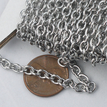 10 feet of Stainless Steel chain bulk, Sturdy Chunky Heavy Cable chain - 5.2x4.0mm 1.0mm 18G Unsoldered Link