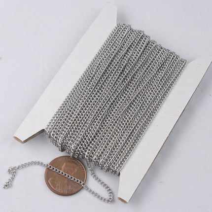100 feet Stainless Steel SOLDERED Curb chain - 1.8mm Surgical Stainless Steel 316L Sturdy tiny curb chain - 1.80mm Soldered Link