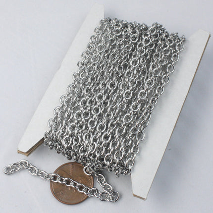 10 feet of Stainless Steel chain bulk, Sturdy Chunky Heavy Cable chain - 5.2x4.0mm 1.0mm 18G Unsoldered Link