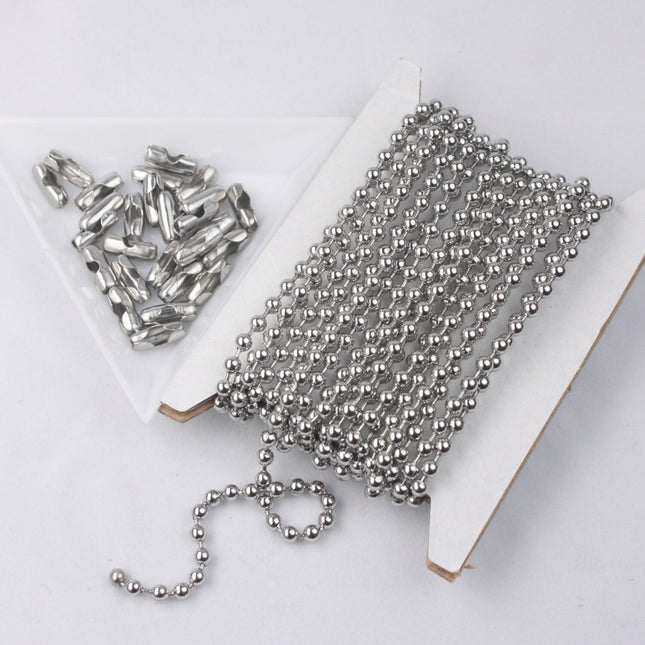 30 Ft Stainless Steel Chunky Ball Chain - 3.2mm Ball size with Free 10 pcs of Connector Insert - STBall3.2