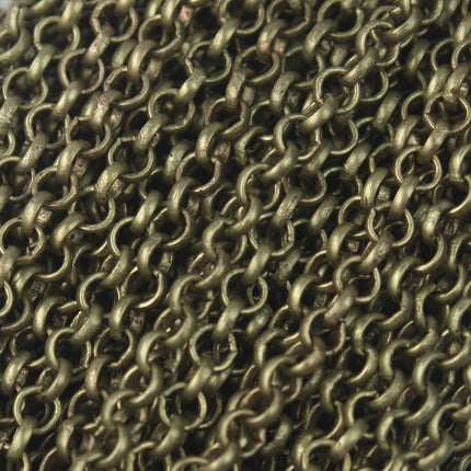 32 feet Antique Bronze ROLO Chain bulk - 3.1mm SOLDERED Link BRASS Rolo Chain -  Wholesale Bulk - 3.1BL