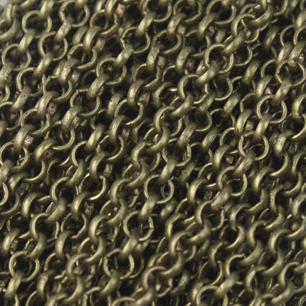 Sample Lot 3 feet(36 inch) Antique Bronze ROLO Chain bulk - 3.1mm SOLDERED Link BRASS Rolo Chain - Necklace Bracelet Wholesale Bulk - 3.1BL