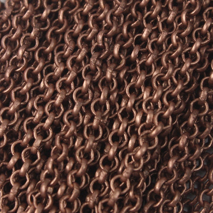 Antique Copper Rolo Chain bulk Chain, 32 ft of Antique Copper SOLDERED Rolo Chain - 3.1mm Soldered Links - 3.1BL