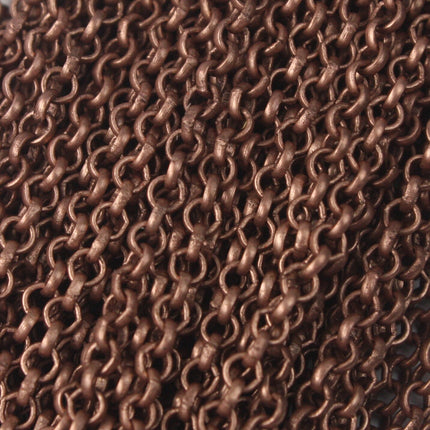 Antique Copper Rolo Chain bulk Chain, 32 ft of Antique Copper SOLDERED Rolo Chain - 3.1mm Soldered Links - 3.1BL
