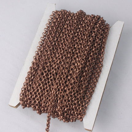 10 feet Antique Copper Rolo Chain SOLDERED Rolo Chain - 3.1mm Soldered Links bulk chain - 3.1BL