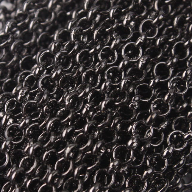 Special Sale - 32 feet of Gunmetal ROLO Chain bulk, SOLDERED Rolo Chain - 3.1mm Soldered Links -  Wholesale Bulk - 3.1BL