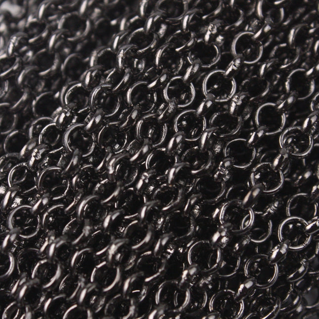 Special Sale - 32 feet of Gunmetal ROLO Chain bulk, SOLDERED Rolo Chain - 3.1mm Soldered Links - 3.1BL