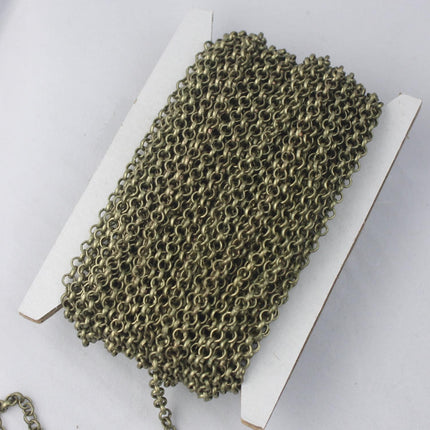 Sample Lot 3 feet(36 inch) Antique Bronze ROLO Chain bulk - 3.1mm SOLDERED Link BRASS Rolo Chain - Necklace Bracelet Wholesale Bulk - 3.1BL