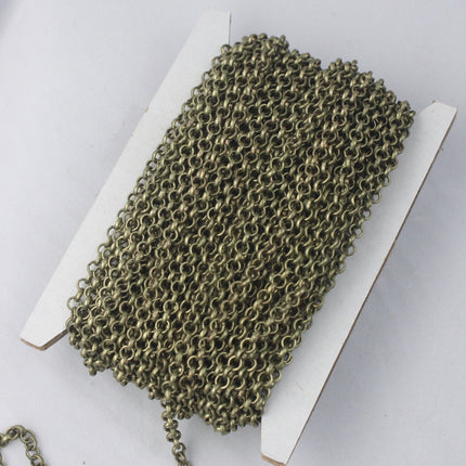10 feet Antique Bronze ROLO Chain bulk - 3.1mm SOLDERED Link BRASS Rolo Chain -  Wholesale Bulk - 3.1BL